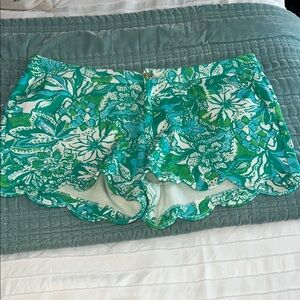 Lilly Pulitzer High Waist Green and White Tropical Shorts